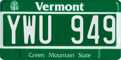 VT license plate YWU949