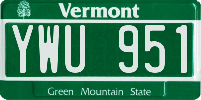 VT license plate YWU951
