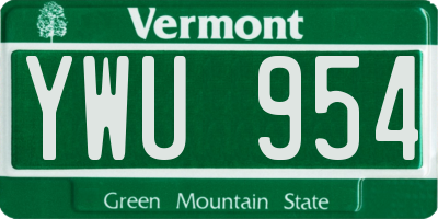 VT license plate YWU954