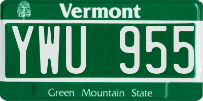 VT license plate YWU955