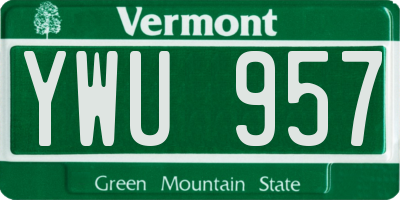 VT license plate YWU957