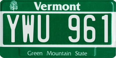 VT license plate YWU961