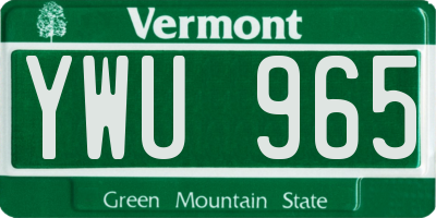 VT license plate YWU965