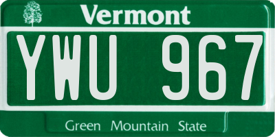 VT license plate YWU967