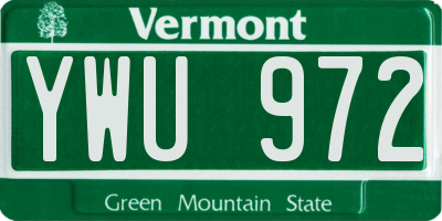 VT license plate YWU972