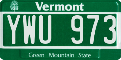 VT license plate YWU973