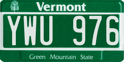VT license plate YWU976