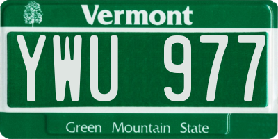 VT license plate YWU977