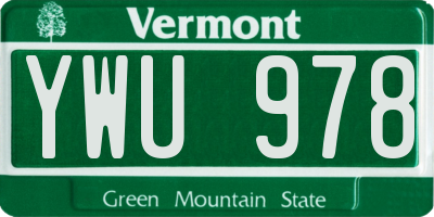 VT license plate YWU978