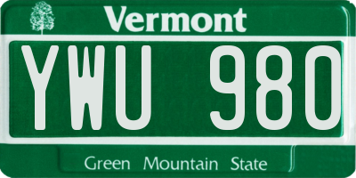 VT license plate YWU980