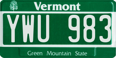 VT license plate YWU983