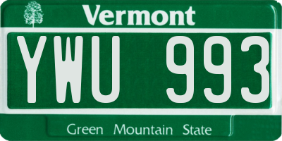 VT license plate YWU993