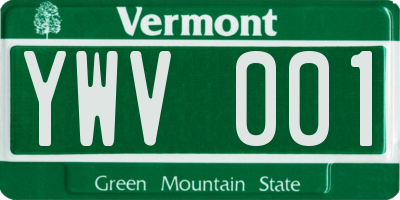 VT license plate YWV001