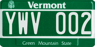 VT license plate YWV002