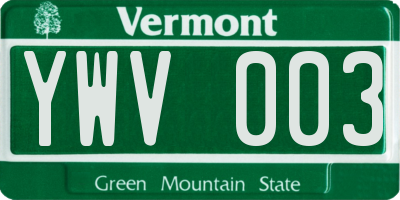 VT license plate YWV003