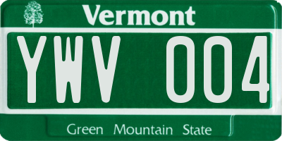 VT license plate YWV004