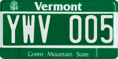VT license plate YWV005