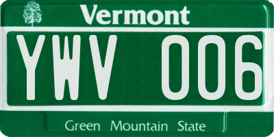 VT license plate YWV006