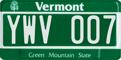 VT license plate YWV007