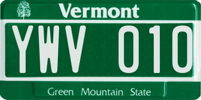 VT license plate YWV010