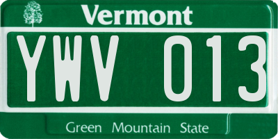 VT license plate YWV013