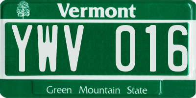 VT license plate YWV016