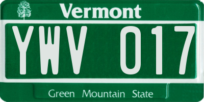 VT license plate YWV017