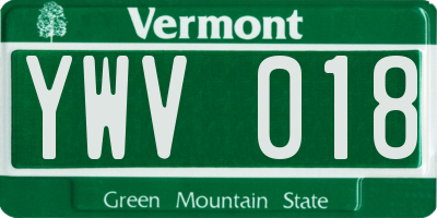 VT license plate YWV018