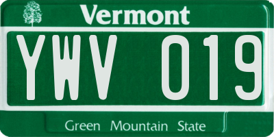 VT license plate YWV019