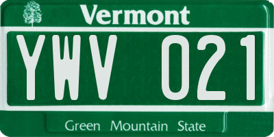 VT license plate YWV021
