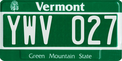 VT license plate YWV027