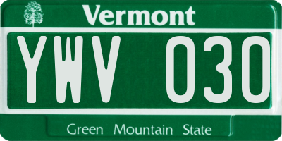 VT license plate YWV030