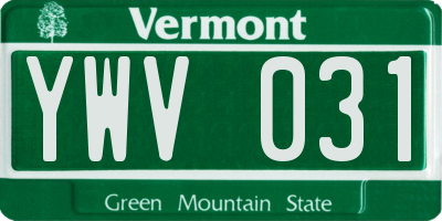 VT license plate YWV031