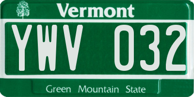 VT license plate YWV032