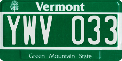 VT license plate YWV033