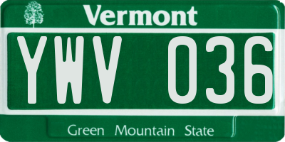 VT license plate YWV036
