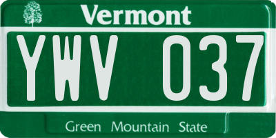 VT license plate YWV037
