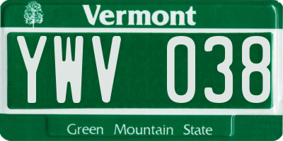 VT license plate YWV038