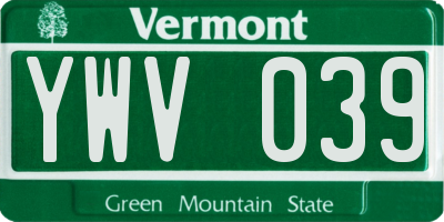 VT license plate YWV039