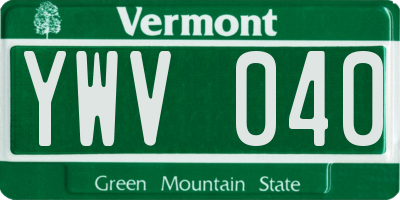 VT license plate YWV040
