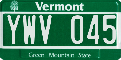 VT license plate YWV045