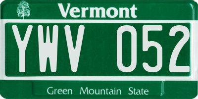 VT license plate YWV052