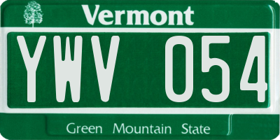 VT license plate YWV054