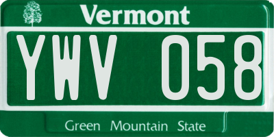 VT license plate YWV058