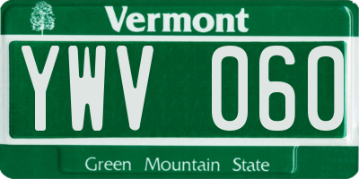VT license plate YWV060