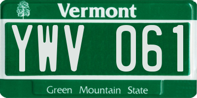 VT license plate YWV061
