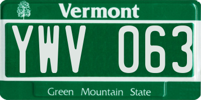 VT license plate YWV063