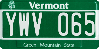 VT license plate YWV065