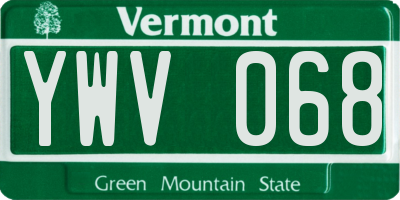 VT license plate YWV068