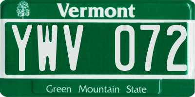 VT license plate YWV072